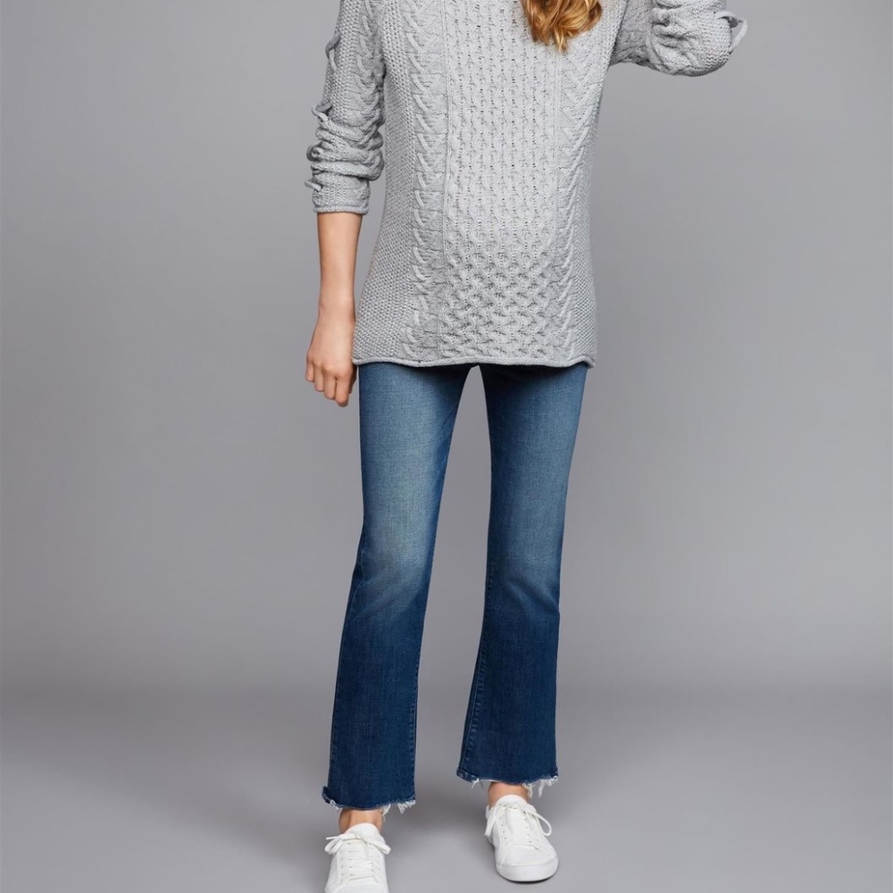 MOTHER Wide Leg, Cropped Denim Medium Blue